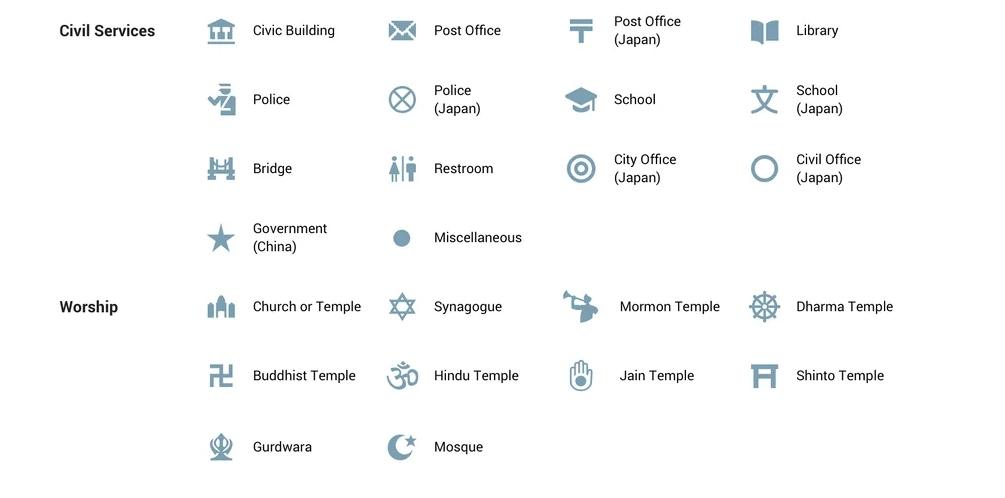 Worship and Religious Sites Icons Meaning in Google Maps