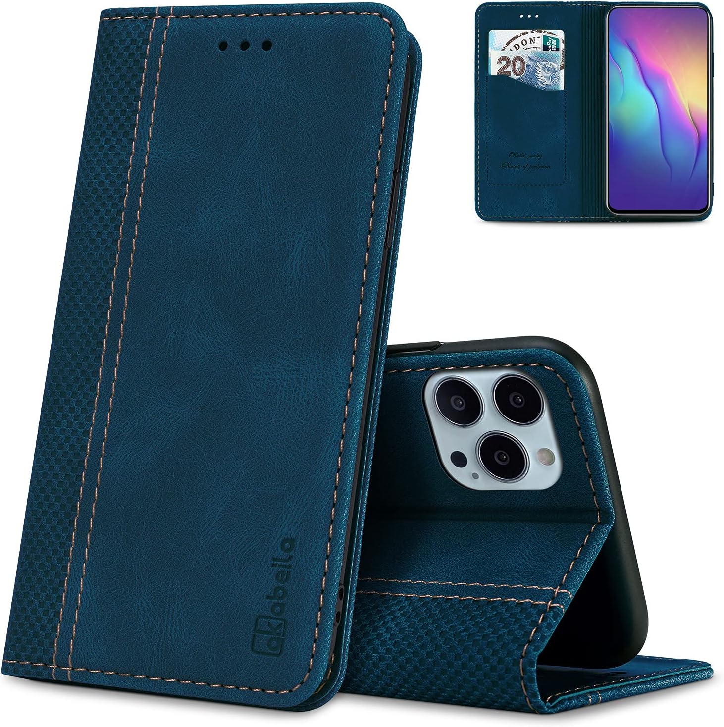 AKABEILA Leather Wallet Flip Case