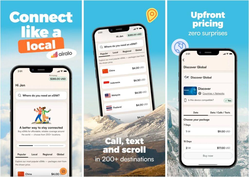 Airalo esim app for iphone and android