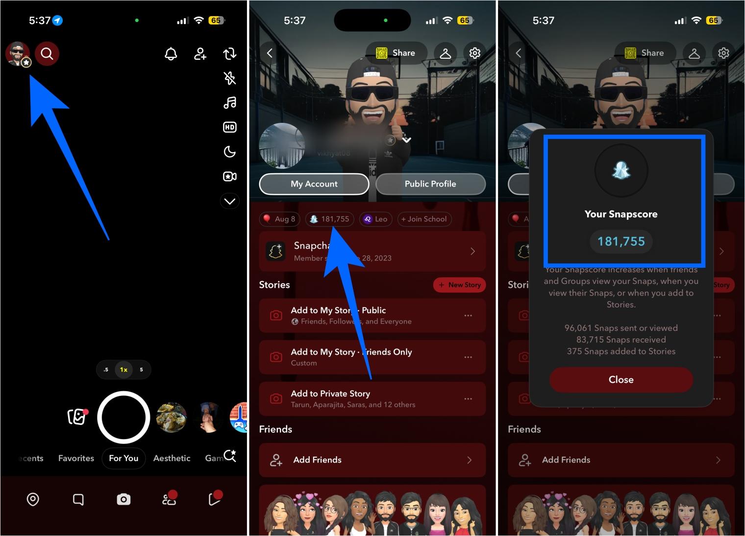 Check your Snap Score on Snapchat Check your snap score on snapchat