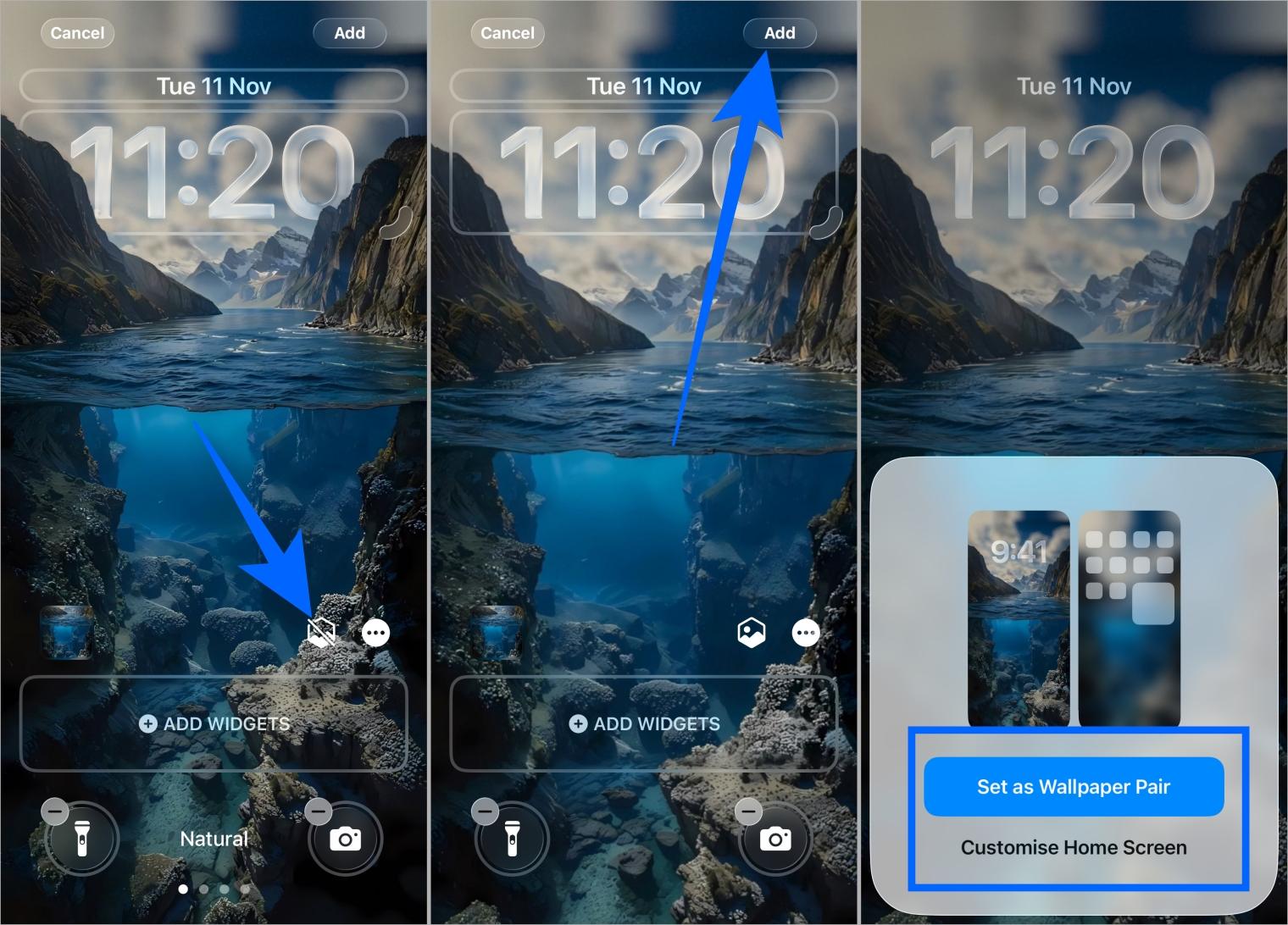 Enable spatial effect on iphone wallpaper adjust preview and set as wallpaper pair