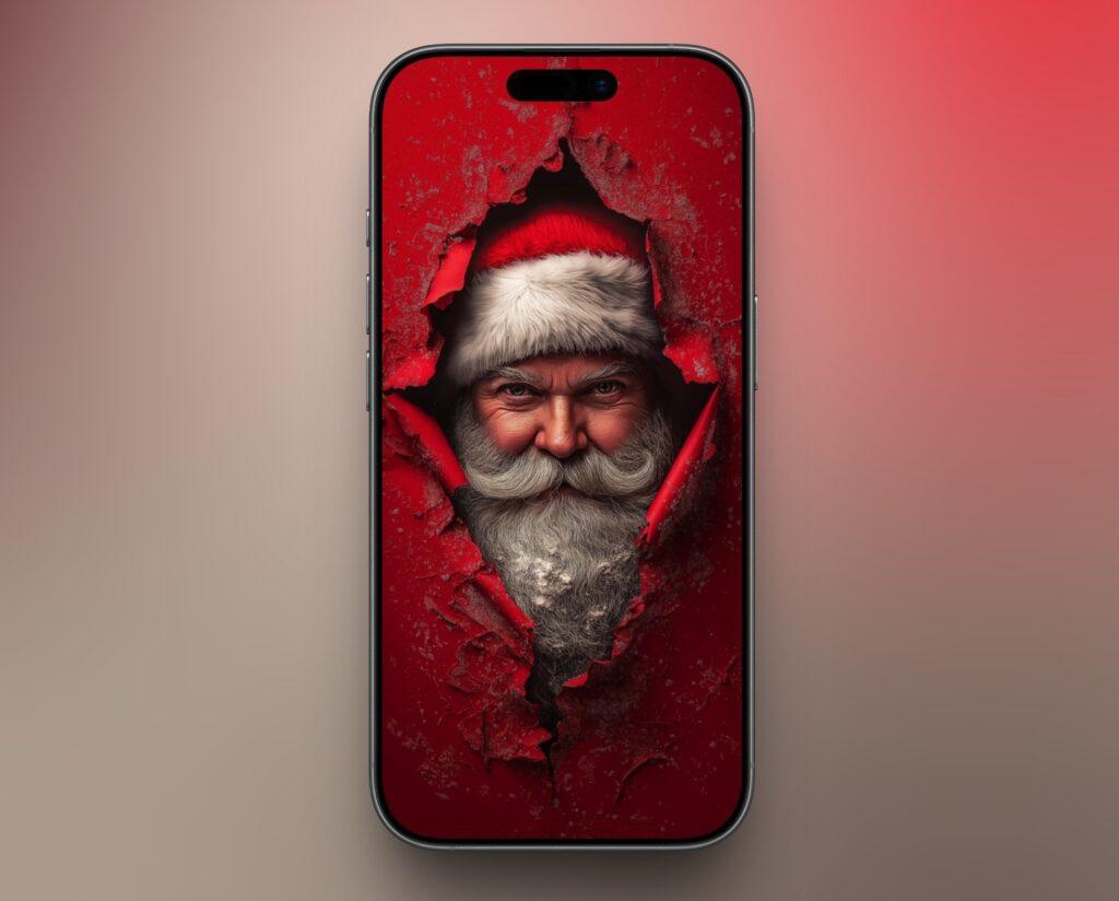 Lovely Santa Peeking through a Door Wallpaper