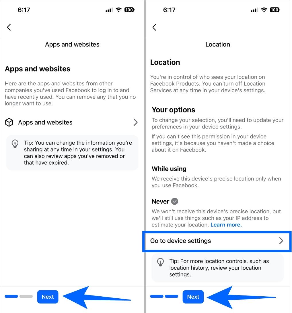 Manage Facebook location privacy by opening device settings during Privacy Checkup Manage facebook location privacy by opening device settings during privacy checkup