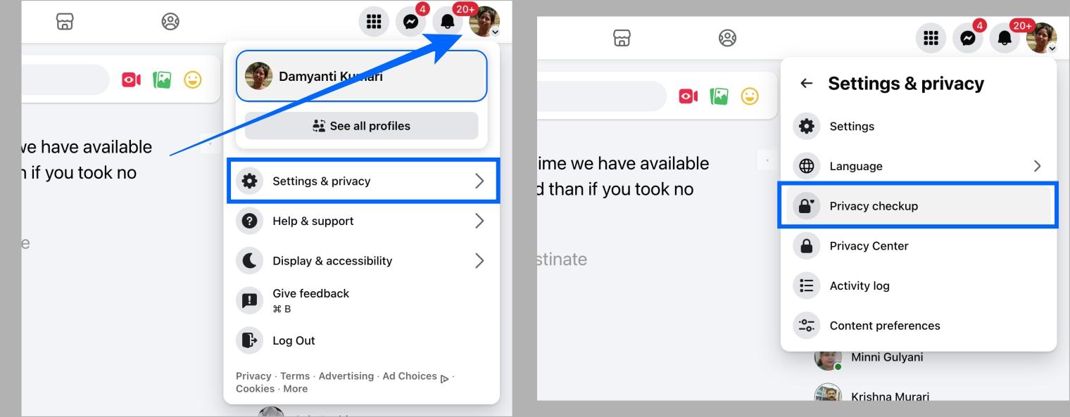 Open Facebook Privacy Checkup from Settings Privacy on desktop browser Open facebook privacy checkup from settings privacy on desktop browser