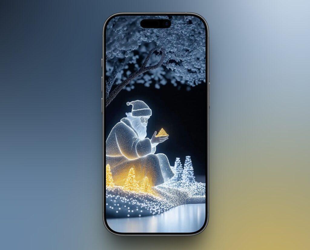 Santa Roaming in the Winter Forest Wallpaper