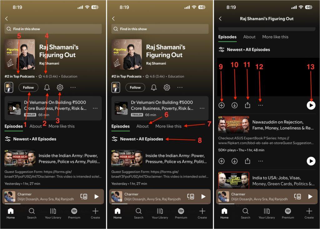 Spotify Podcast Show Page Icons Meaning Spotify podcast show page icons meaning