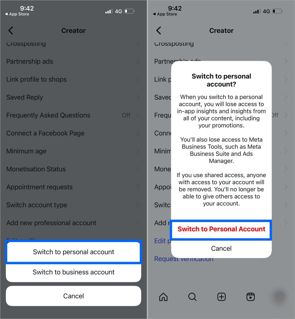 Switch to a Personal Account on Instagram Switch to a personal account on instagram