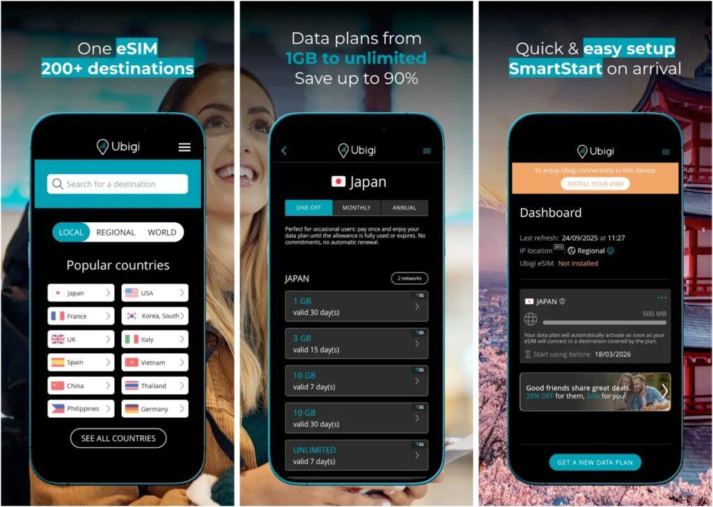 Ubigi esim app for iphone and android