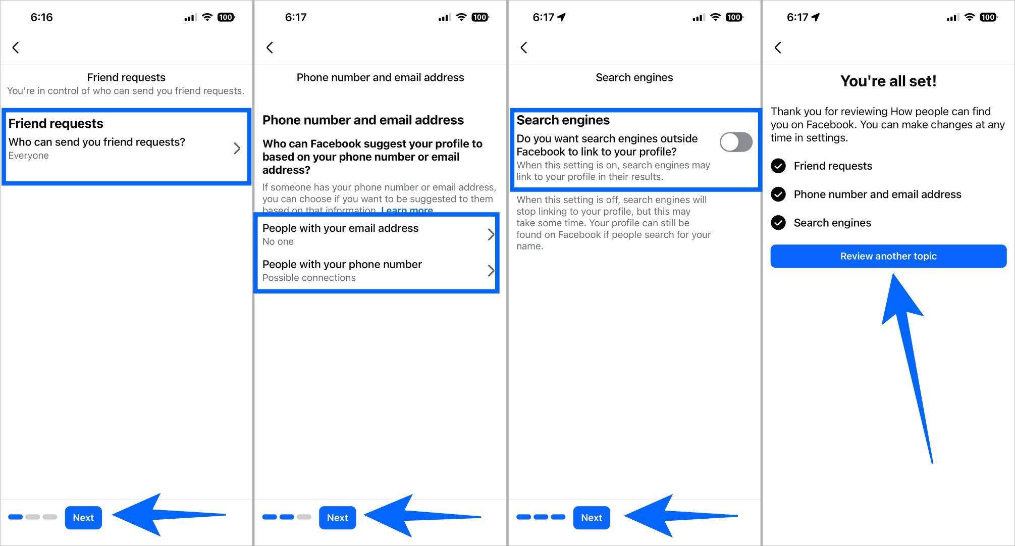 Update Facebook friend request and contact lookup settings in Privacy Checkup Update facebook friend request and contact lookup settings in privacy checkup
