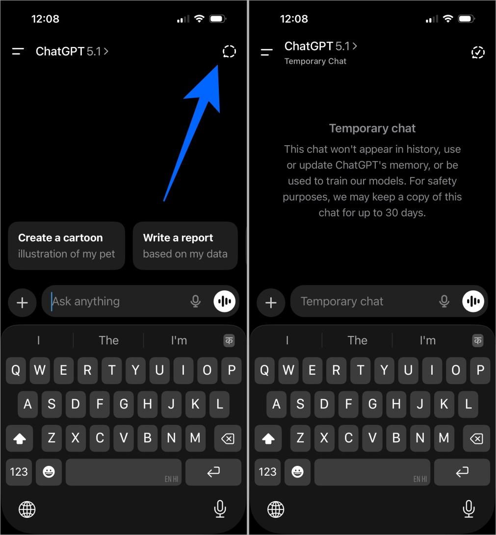 Use Temporary Chat When You Want No Personalization on Mobile Use temporary chat when you want no personalization on mobile
