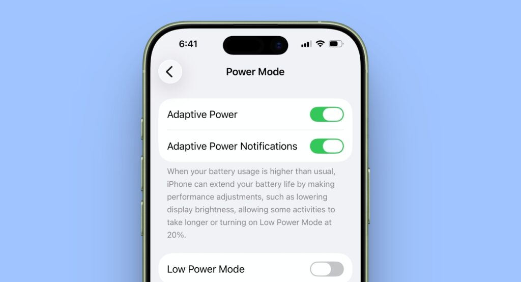 Adaptive Power feature in iOS 26