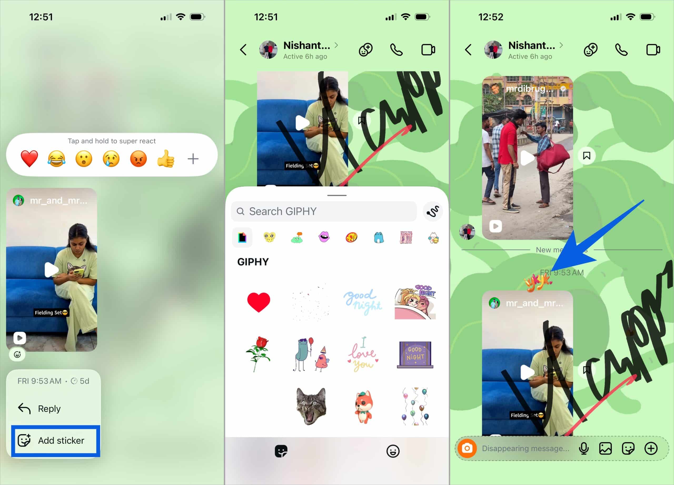 Add Stickers to Messages in Instagram DMs
