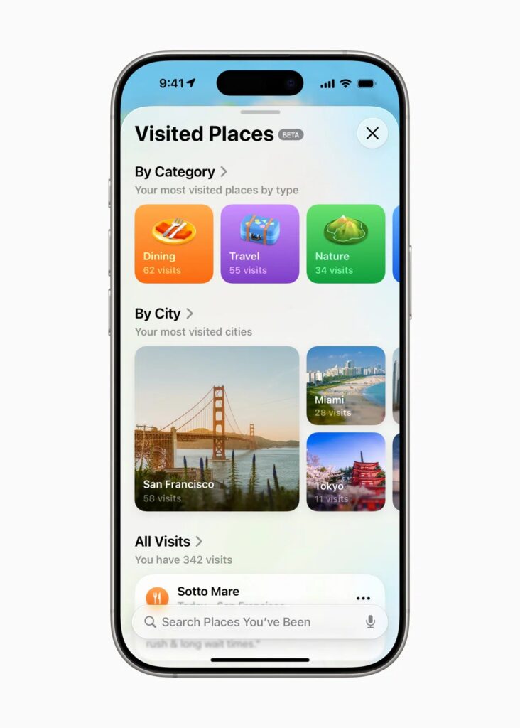Apple Maps Visited Places Feature in iOS 26