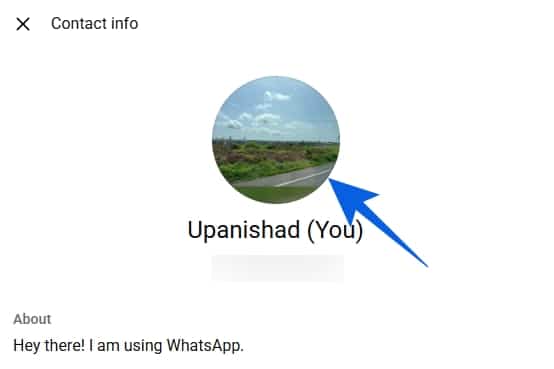 Click on WhatsApp Profile Picture