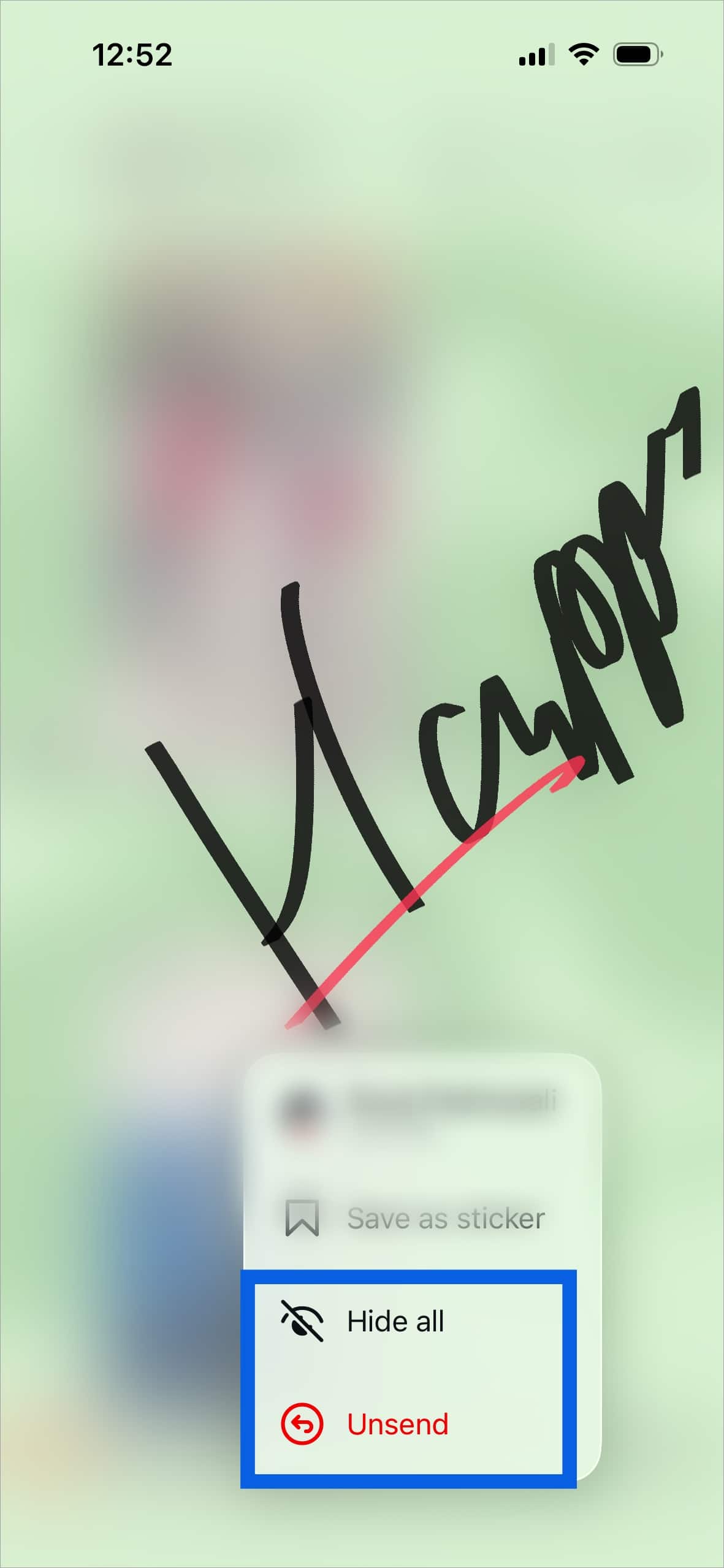 Delete Doodles and Stickers in Instagram Chat