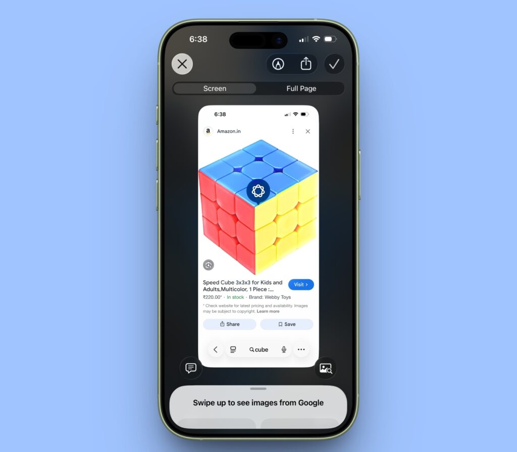 Highlight to Search on iPhone in iOS 26