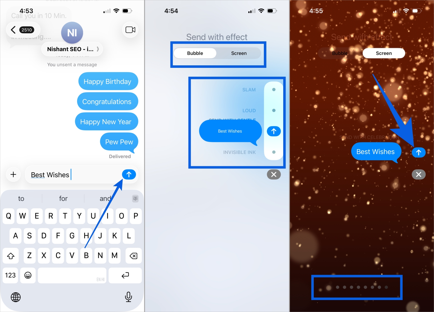 Manually Send iMessage Screen Effects