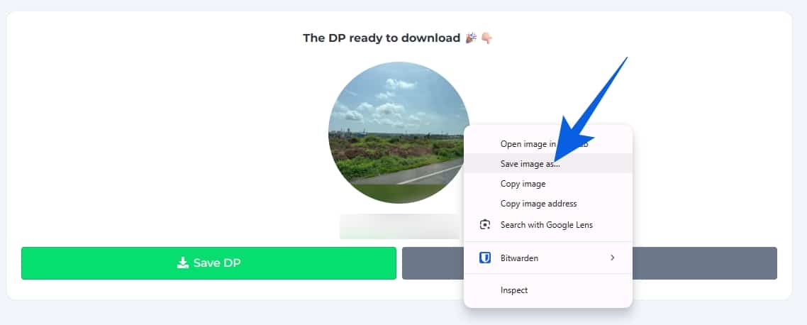Right-click image, select Open image in new tab, then save WhatsApp Profile