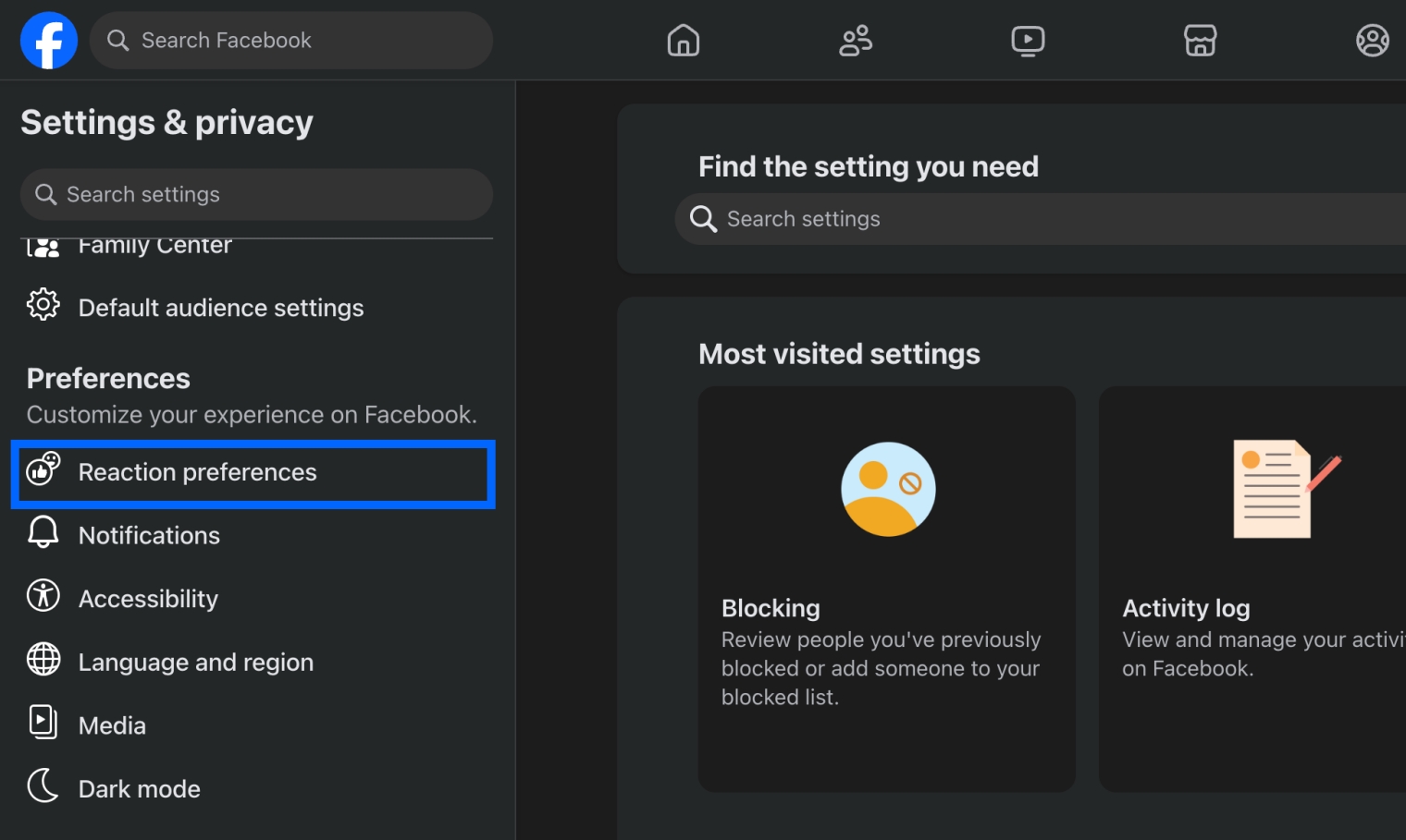 Select Reaction Preferences