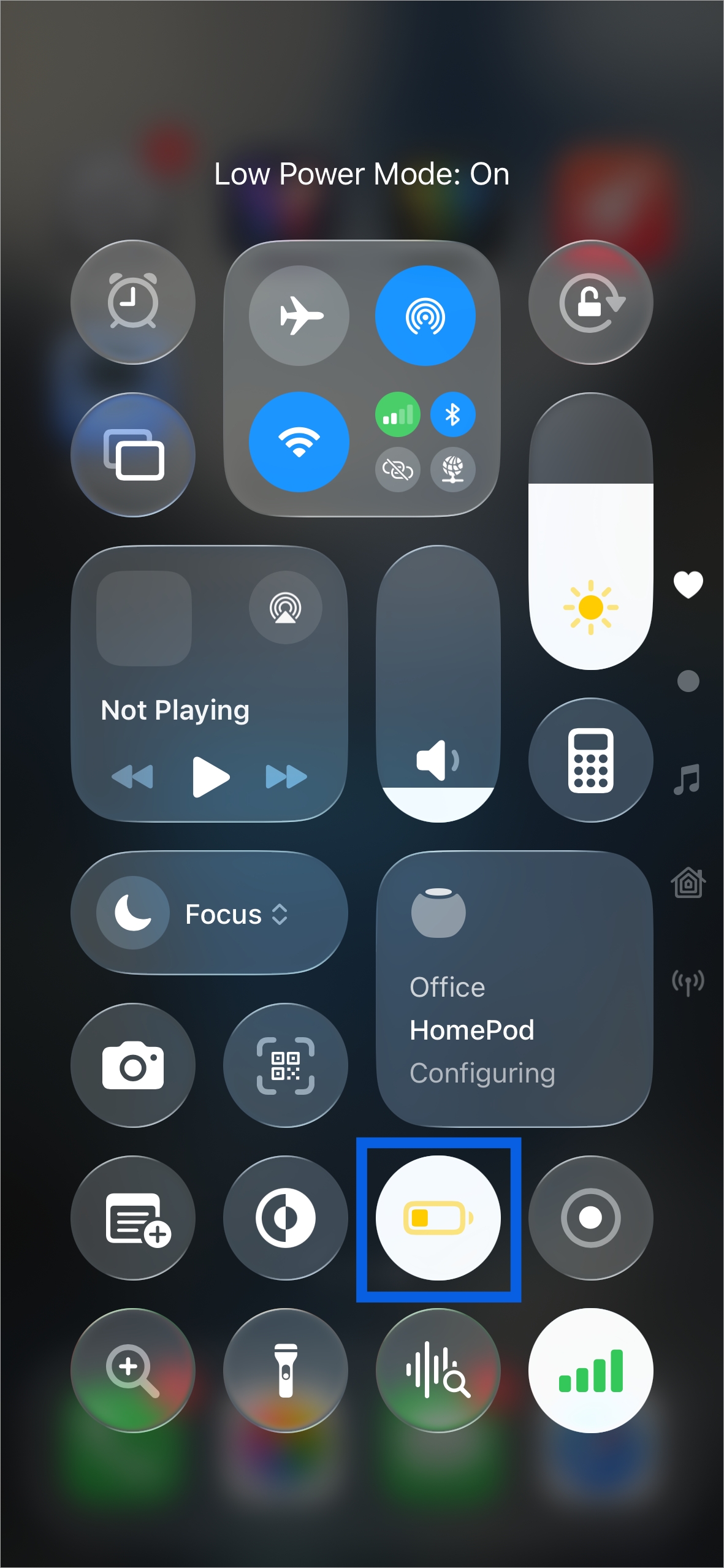 Turn on Low Power Mode from iPhone Control Center