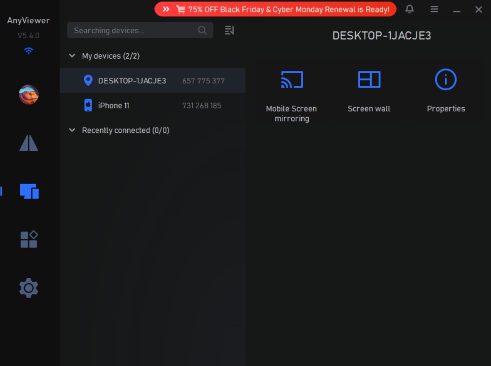 View your unattended device and sync history from the Devices tab