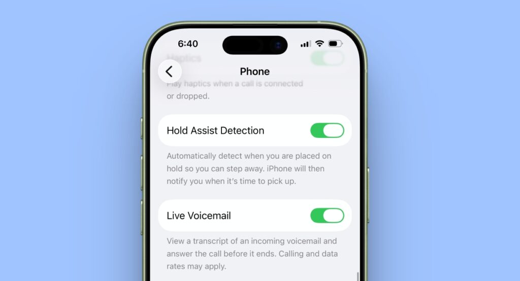iOS 26 Hold Assist Feature on iPhone