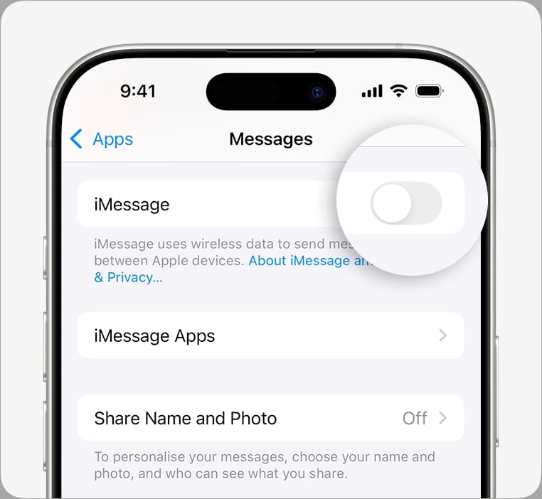Accidentally or intentionally disable iMessage