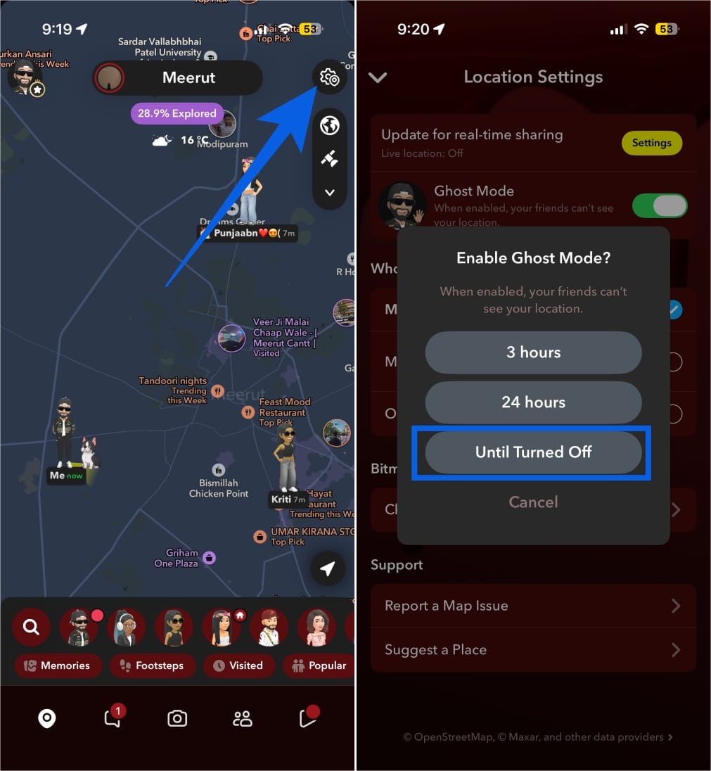 Enable Ghost Mode on Snapchat