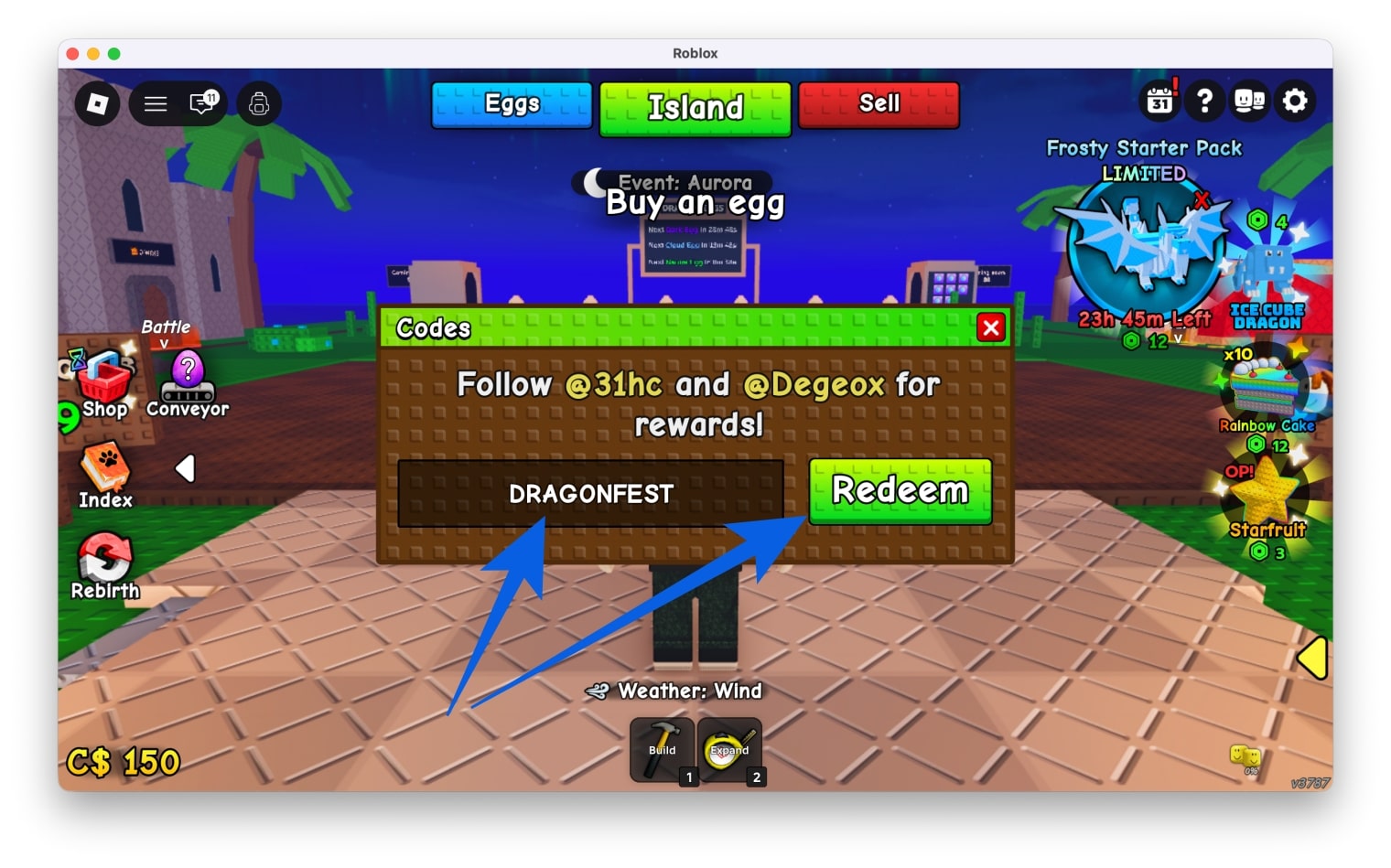 Redeem Codes in My Dragon Island