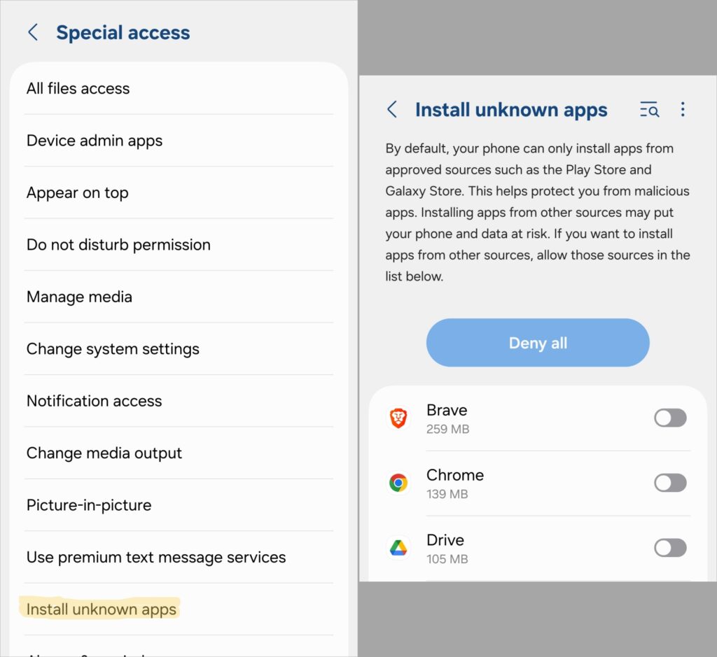 Sideloading apps could be dangerous on Android