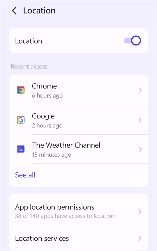 This will disable location on Android