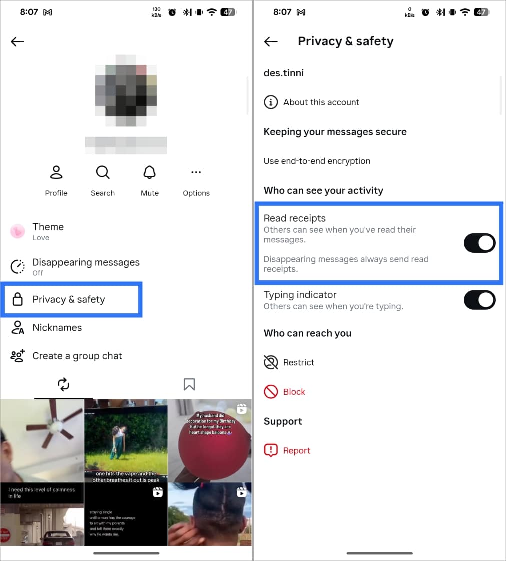 Turn Off Read Receipts for a Single Instagram Chat
