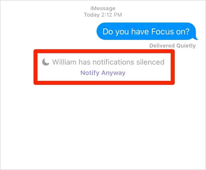 iMessage Focus Mode