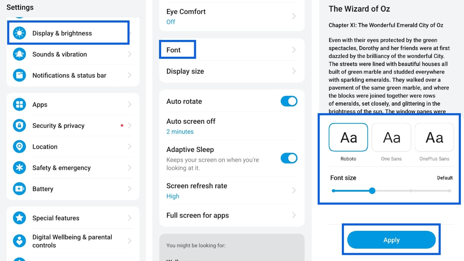 Change Fonts On OnePlus Phone