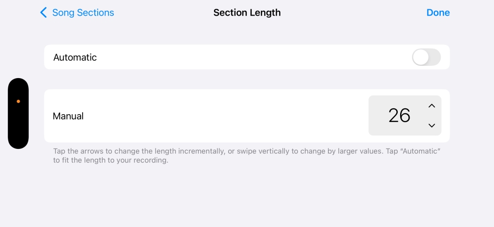 Change the section length from eight to thirty seconds