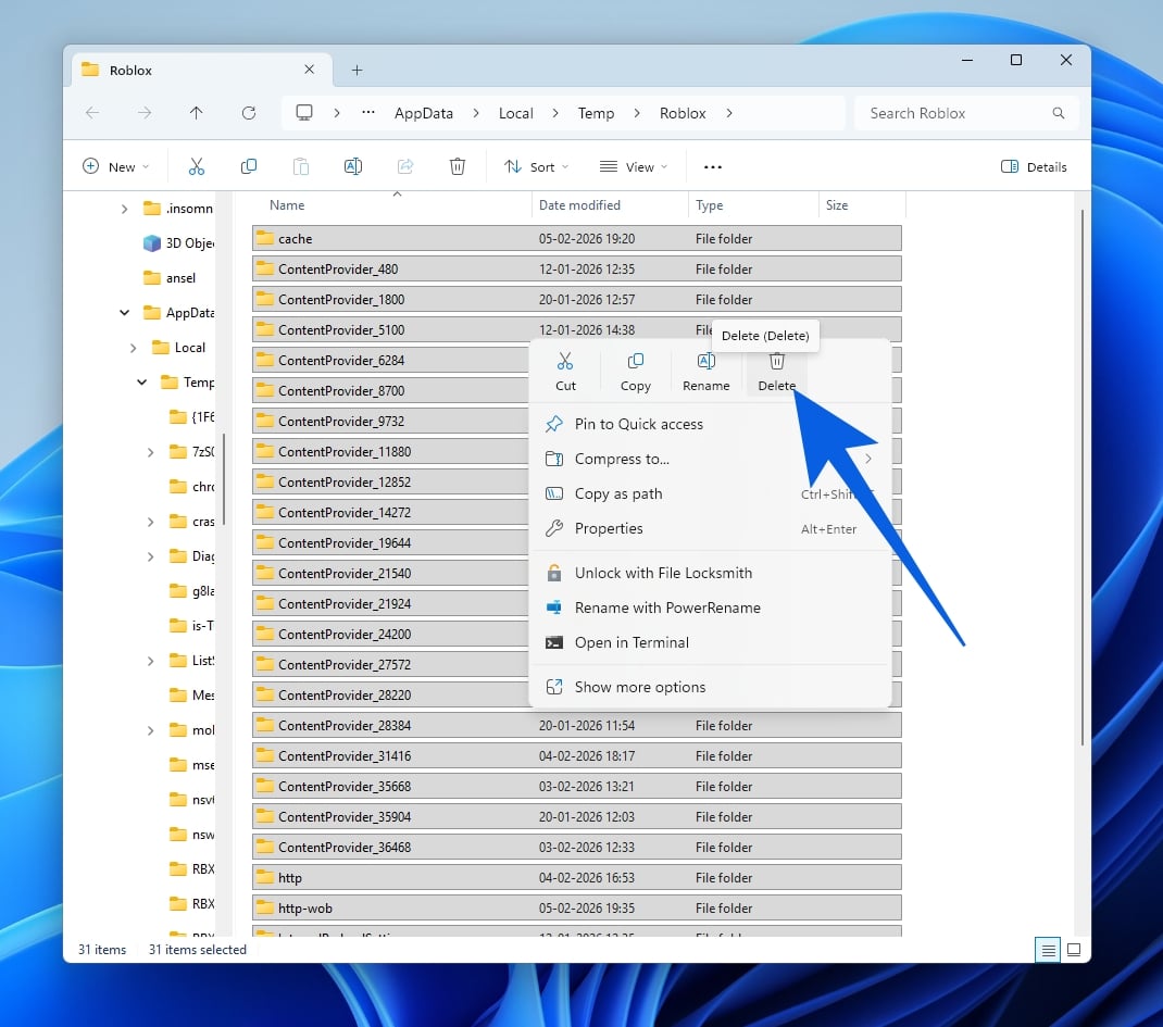 Clear Temp Roblox Cache on PC