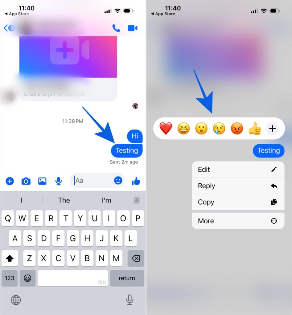 Emoji Reactions in Facebook Messenger