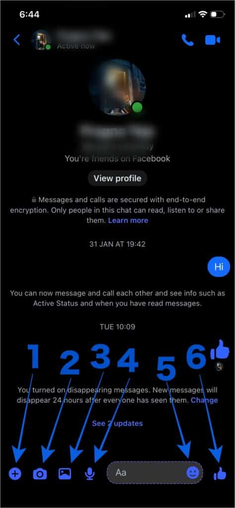 Facebook Message Typing Bar Icons