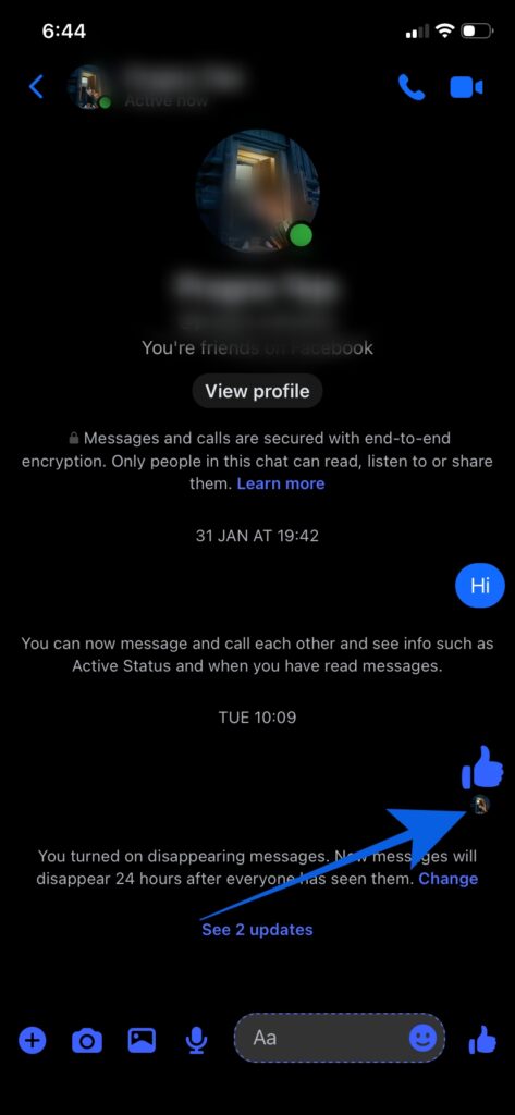 Facebook Messenger Message Status Icons