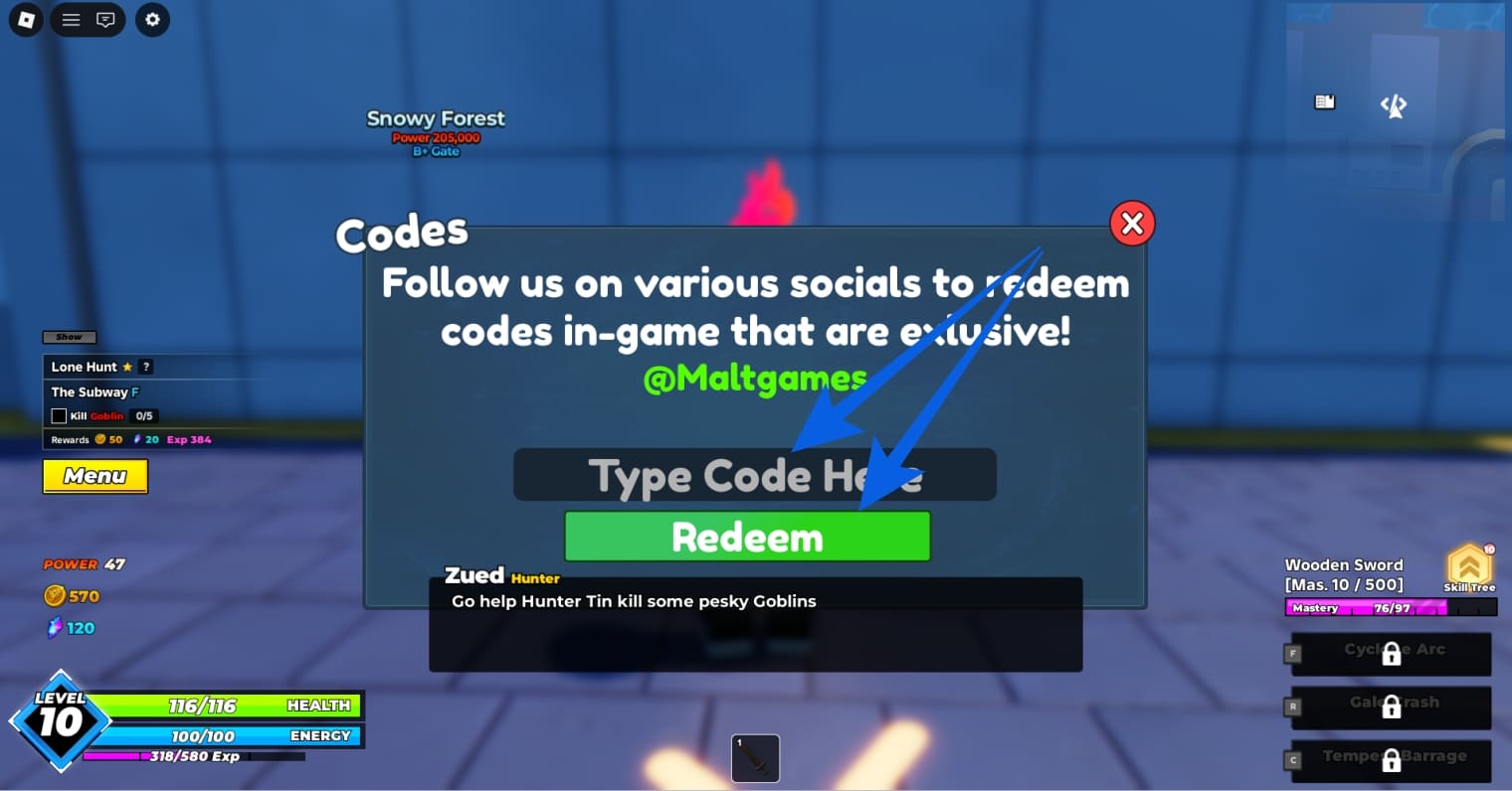 Redeem Button Solo Hunters