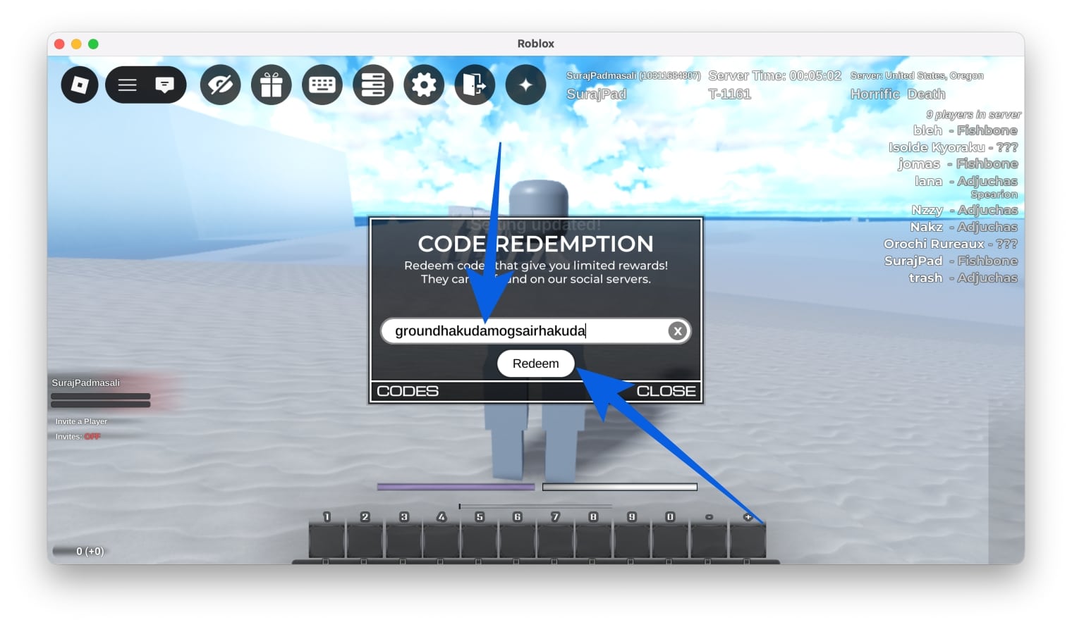 Redeem Codes in Type Soul