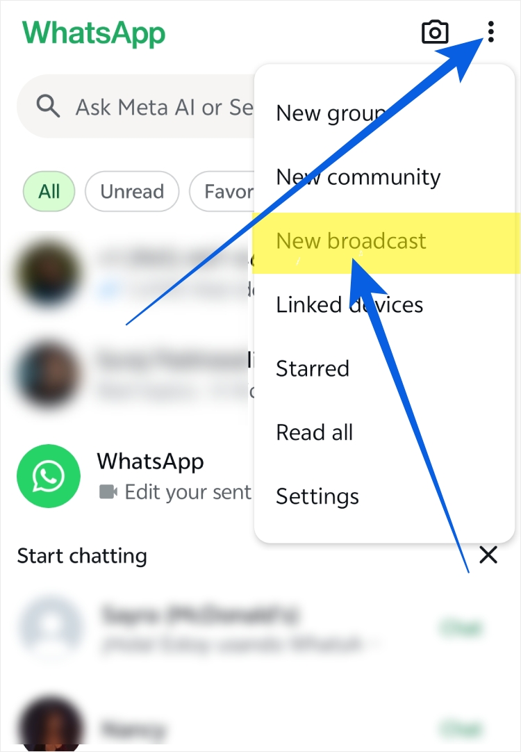 Set up a broadcast in WhatsApp