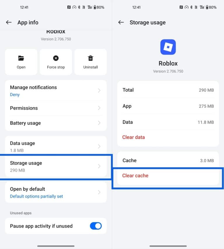 How To Clear Roblox Cache 2026 Guide Tap Storage Usage Then Tap Clear Cache On Android 768x851 