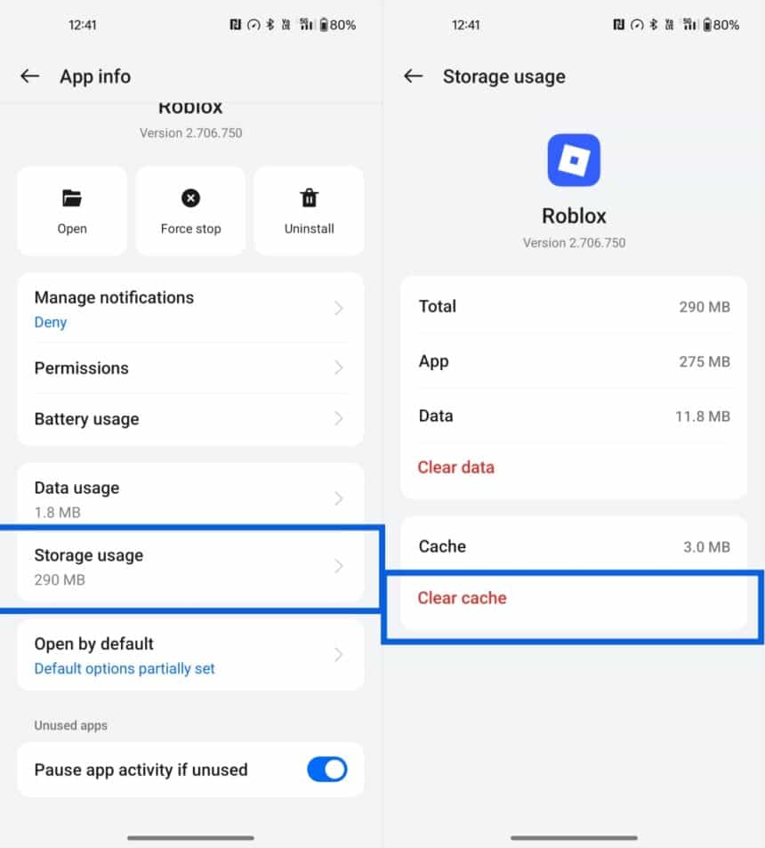 How To Clear Roblox Cache 2026 Guide Tap Storage Usage Then Tap Clear Cache On Android 860x953 