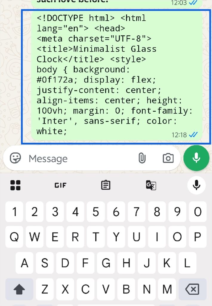Use Monospace Font in WhatsApp
