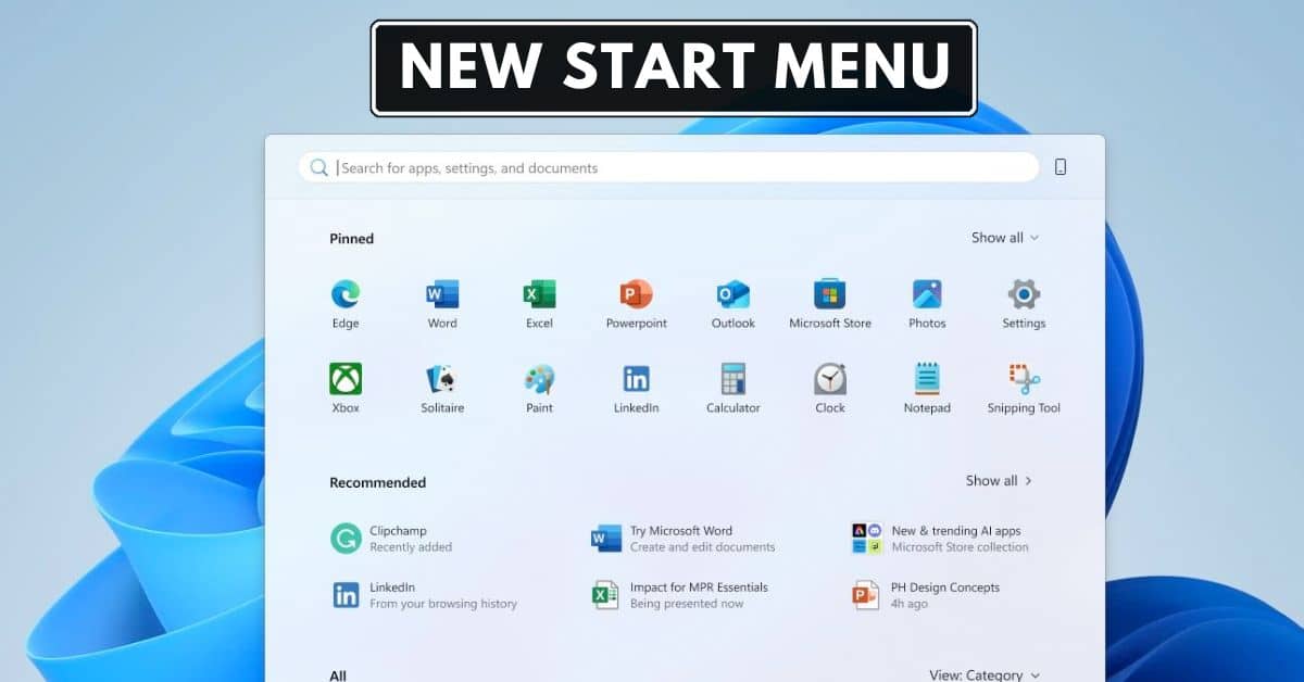 Windows 11 New Start Menu