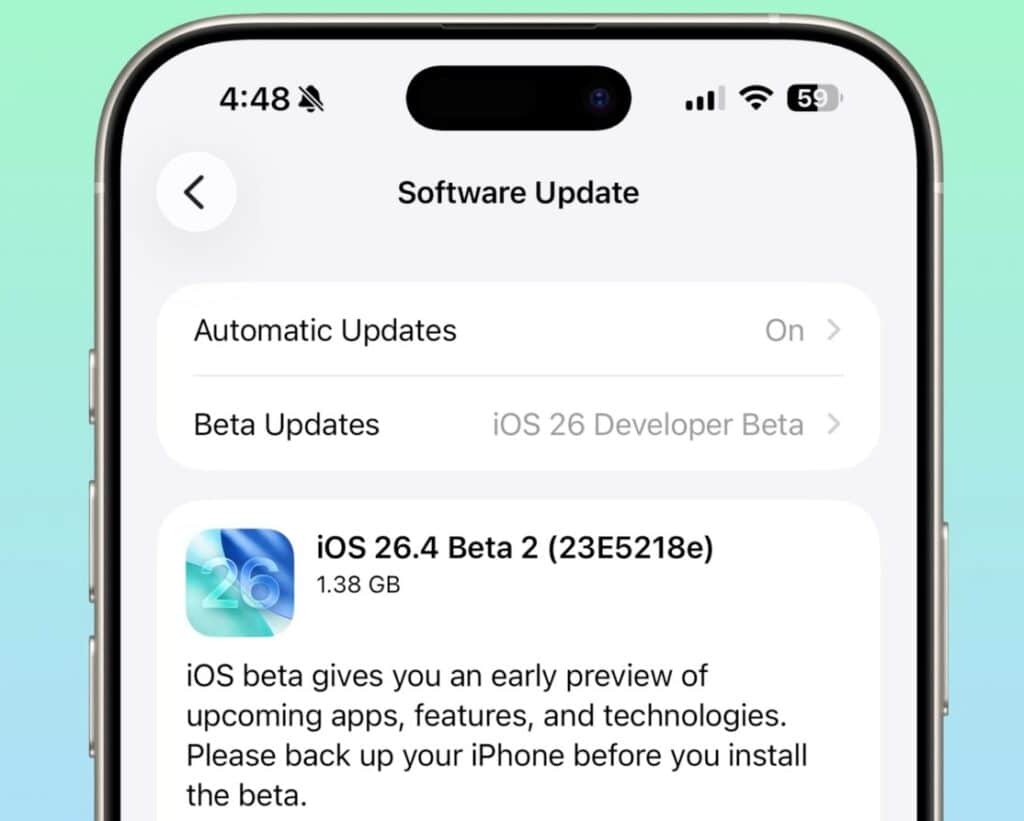 iOS 26.4 Beta 2 Update Details