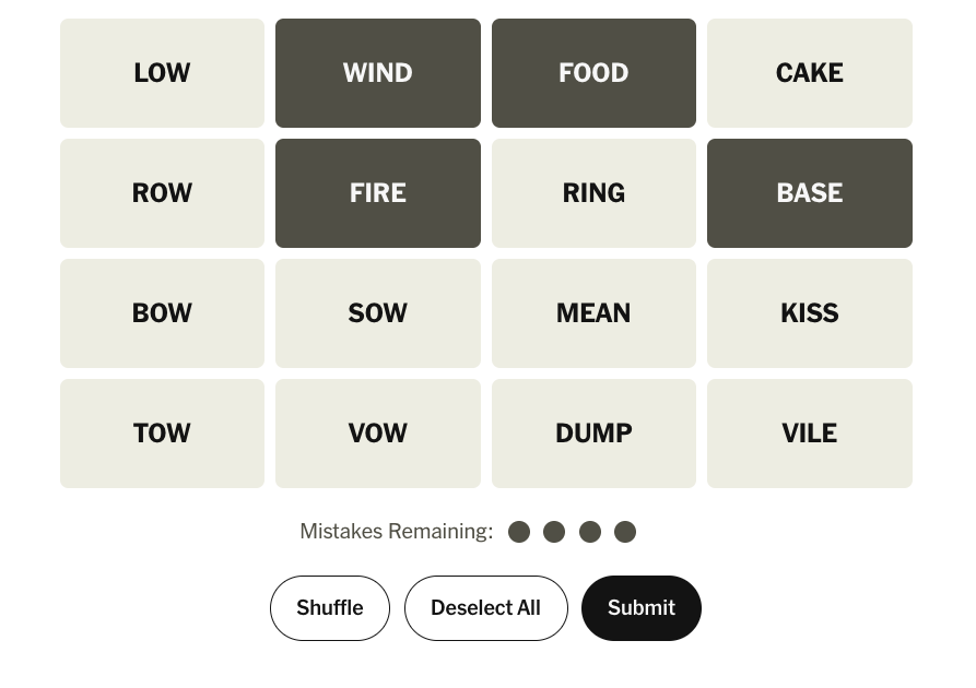 Choose Words and Submit Button