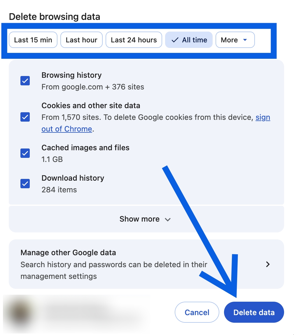 Clear Chrome Browser Cache