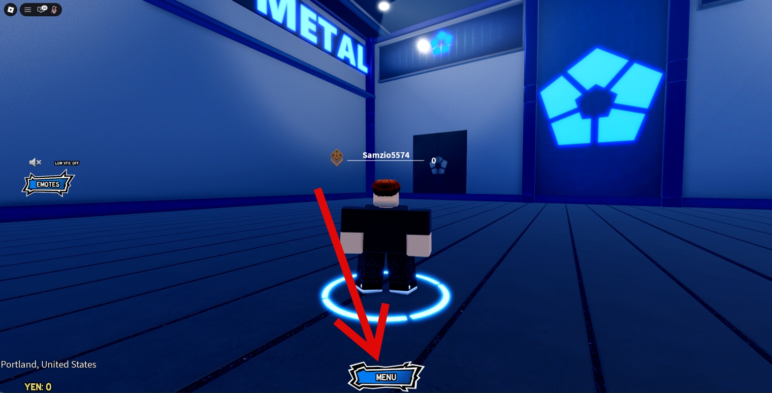 Click Menu button in Meta Lock on Roblox